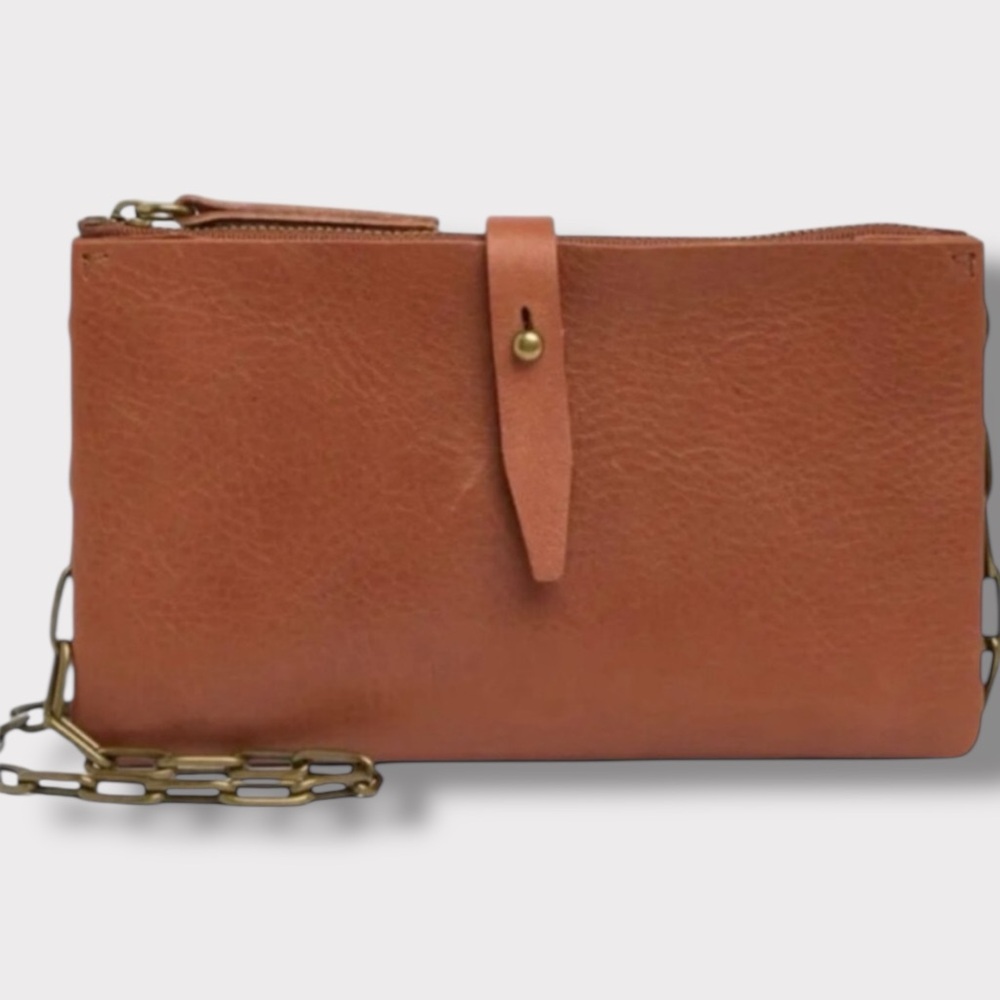 Madewell The Transport Accordion Crossbody Purse in English Saddle Brown
